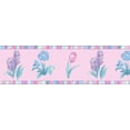 thumbnail image 5 of Dundee Deco's Peel and Stick Wallpaper Border - Floral Pink Blue Flowers Wall Border Retro Design, 15 ft x 7 in, Self Adhesive, 5 of 6