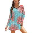 thumbnail image 1 of Robe Évasée Corail Col Carré Robe Élégante Mode Féminine Imprimée Motifs Océan Corail Récif Océan Mer Bleu, 1 of 5