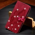 thumbnail image 5 of Dteck for Samsugn Galaxy A54 5G Case Wallet with Credit Card Slots Sparkle Diamond Rhinestone Butterfly Cute for Girls PU Leather Magnetic Closure Folio Flip Phone Cover for Samsung A54 5G,Red, 5 of 5