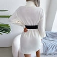 thumbnail image 7 of Sweater Dress for Women Lantern Long Sleeve Turtleneck Knit Dresses Solid Color Casual Comfy Pullover Sweater Dress, 7 of 7