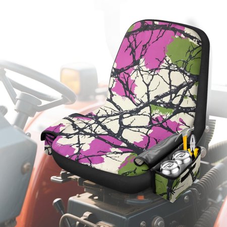 Uorisanigo Riding Lawn Mower Seat Cover with Drink Pouch Dead Leaf Print Tractors Seat Cushion Riding Compatible with John-Deere Husq-Varna Crafts-Man Without Armrests