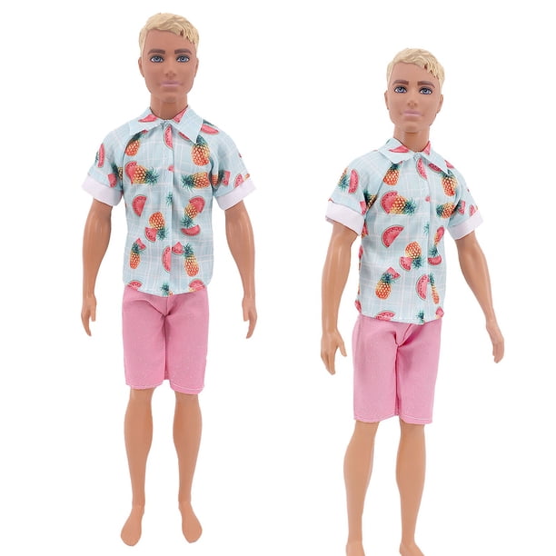 Ropa de muñeca Ken, camiseta y pantalones hechos a mano, Sudadera con capucha y pantalones cortos, ropa informal de moda diaria, gafas Gratis, Regalo