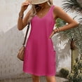 thumbnail image 6 of Summer Dresses for Women 2025 Vacation Casual V Neck Sleeveless Tank Sundress Boho Floral T Shirt Dress with Pockets, Limited Time Offer, Under 10 Dollars, 6 of 6