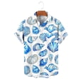 thumbnail image 6 of Handshe Men's Short Sleeve Button-Down Shirt with Turn-Down Collar and Shell Starfish Print, Casual for Daily Wear and Outdoor Activities, 6 of 6