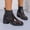 Brown, variant on Boots for Women Versatile Wedge Block Heel Pointed Toe Booties Fashion Leather British Ankle Shoes