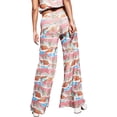 thumbnail image 2 of Royalty By Maluma Womens Printed Ruched Pants Pink Palm Tree Print S, 2 of 3