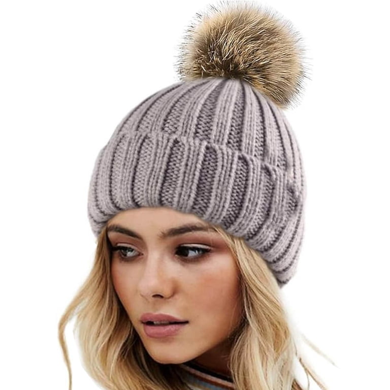 Penkiiy Women Winter Pompom Beanie Hat with Warm Fleece  display picture 2