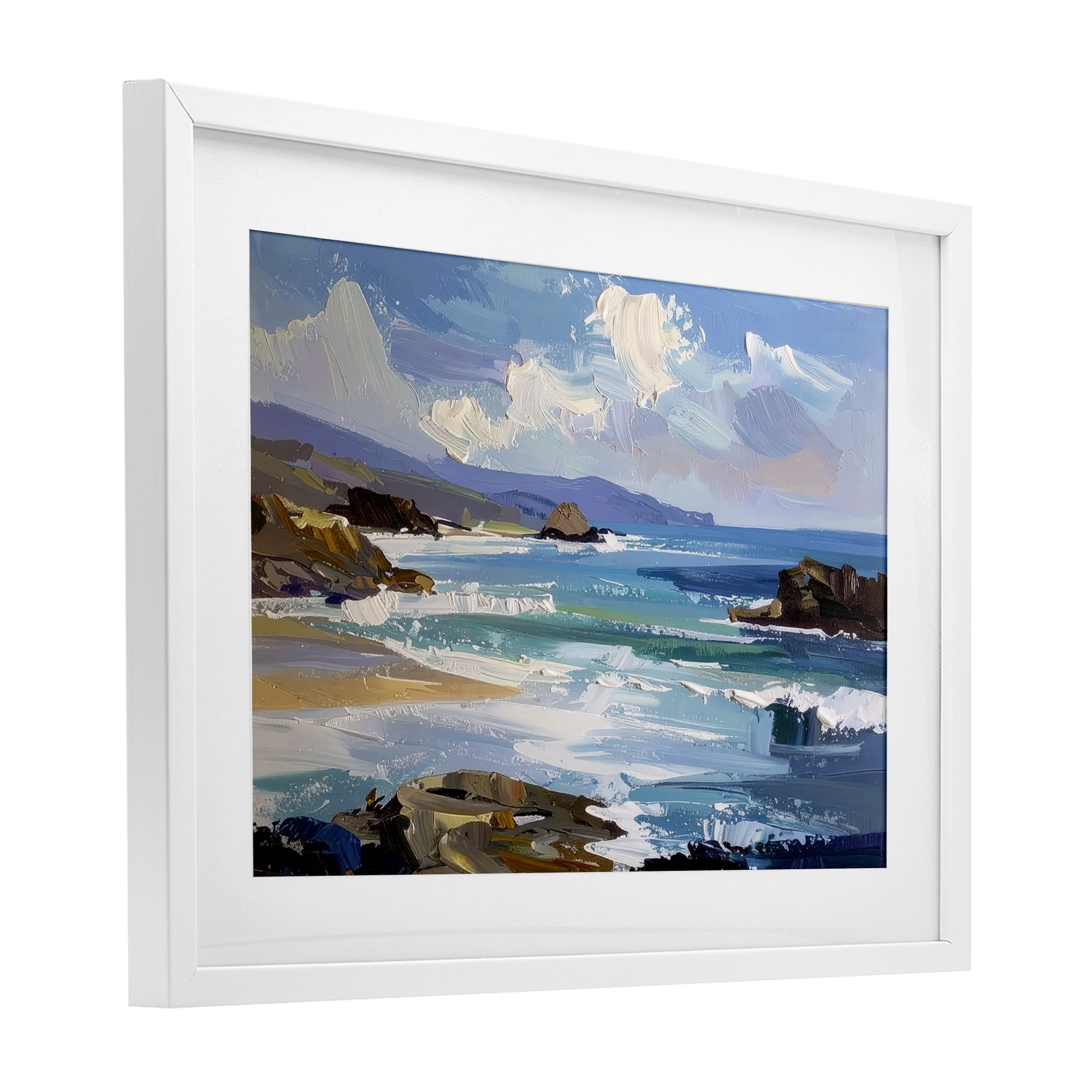 Stupell Industries From Sky To Sea White Framed Print Under Glass, design by Alonza Saunders