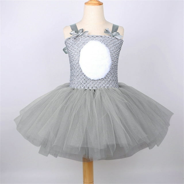 LEEy-world Vêtements pour Fillettes Robe Tutu Bébé Fille Manches Courtes Bouffantes Tulle Robe de Fête Princesse Robe de Concours, Gris