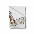 thumbnail image 2 of Tribal Soft Flannel Fleece Throw Blanket, Tomahawk Native Chef Dreamcatcher Feather Old World Motifs Image, Cozy Plush for Indoor and Outdoor Use, 50" x 60", Marigold Beige, by Ambesonne, 2 of 6