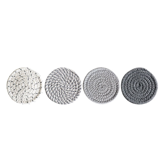 ZZkhGO Woven Coasters Set, 8-Piece Absorbent Drink Coasters, Natural Rope Cup Coasters with Heat Protection up to 210°F for Home Office Kitchen Table