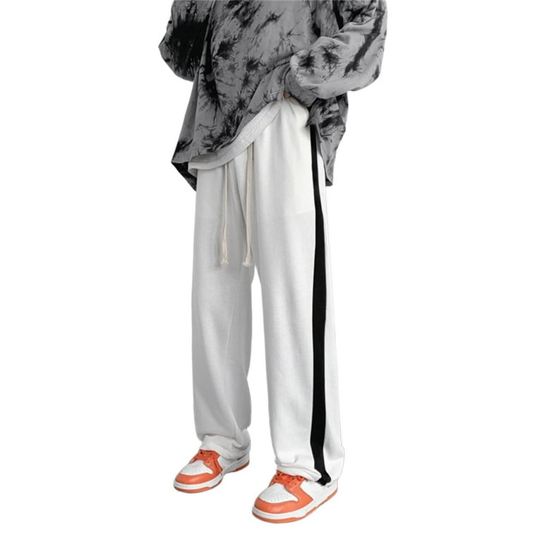 Sweatpants for Men Baggy Sporty Streetwear Striped Slacks Wide Leg