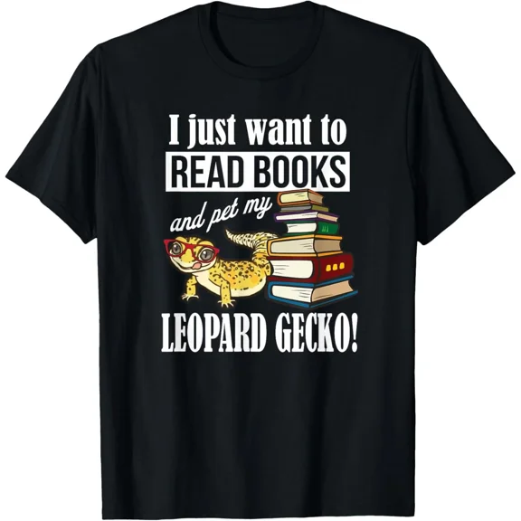 Reading Reptile Read Books Pet Leopard Gecko Lover T-Shirt Gift for Dad, Mom, Da