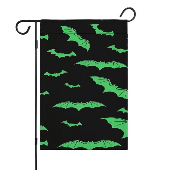Black Halloween Bats with Green Fall Garden Flags 12.5"x18" Double Side,Small Yard Flags for Outside,Outdoor Fall Decor,Autumn Funny Garden Flag Yard Decoration