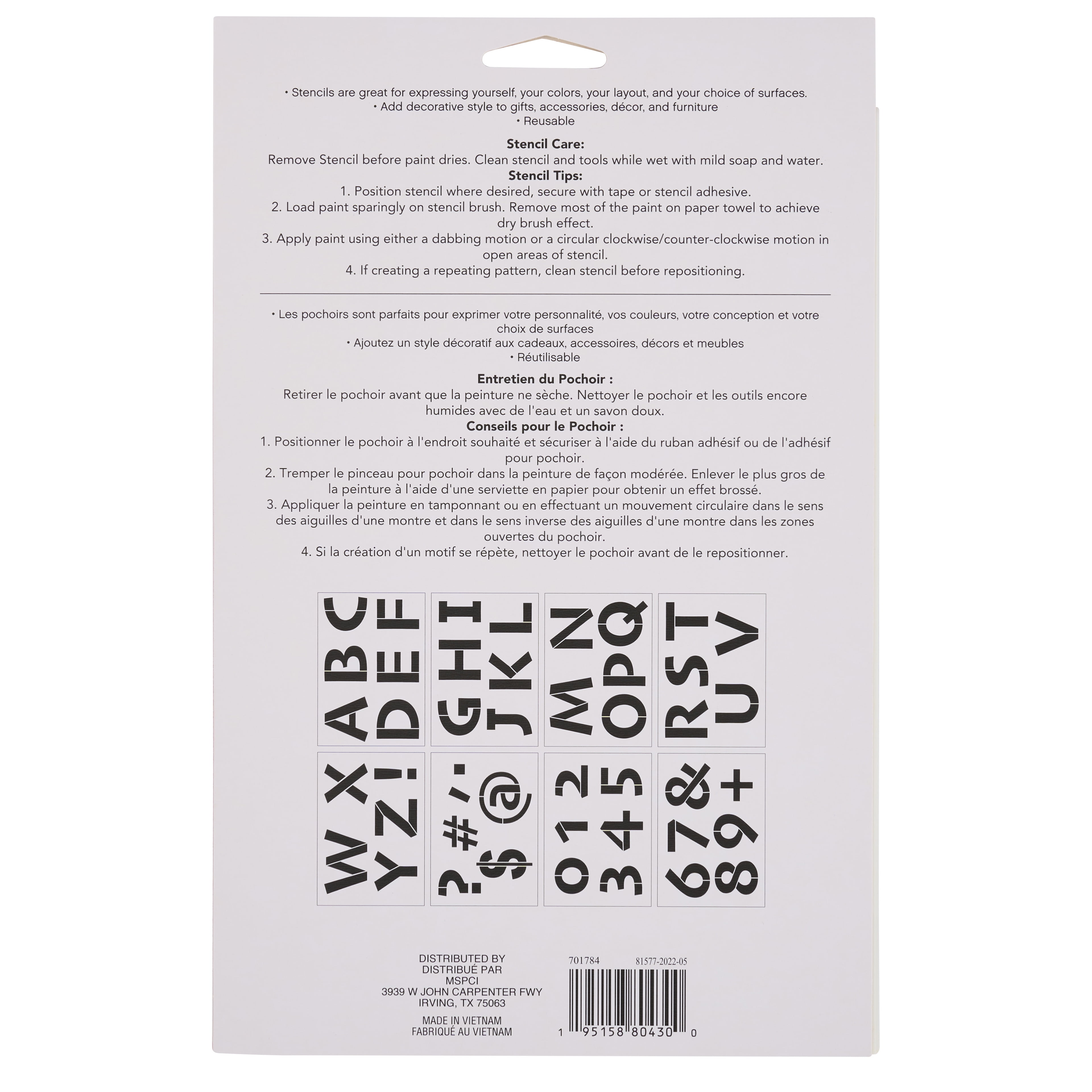 Craft Smart 2.7" Fun Uppercase Alphabet Stencils - Reusable Plastic Stencil Sheets with 45 Bold Letter Designs per Pack, Ideal for DIY Crafts & Decor, 6 Pack