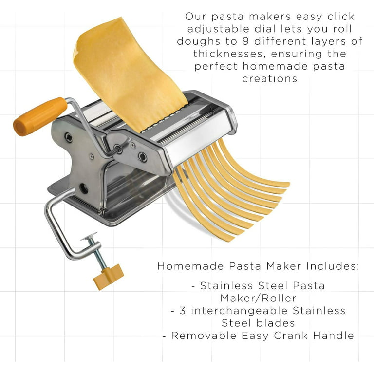 Oxgord Pasta Maker Machine Stainless Steel Adjustable Thickness
