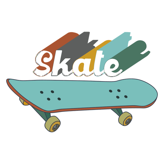 Skateboard with Word Skate Banner Art Design for Skating Boys Room Vinyl Wall Decal - Sports for Kids with Retro Artwork Wall Decoration - 20" x 15"