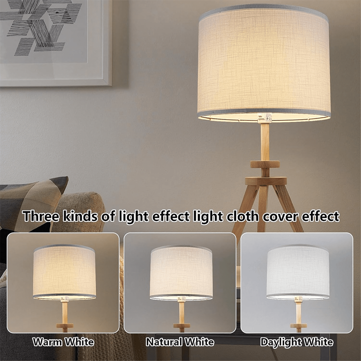 Small White Fabric Lamp Shade - 5.1" Bottom Diameter, 6" High, Cylinder Style For Table & Bedside Lamps - View #5