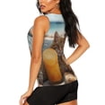thumbnail image 3 of Fuzoiu Relaxing Cat With Orange Juice Print Women's Workout Tank Top,Athletic Racerback Sports Tank,Tops Sleeveless Running Loose Fit Yoga Tops,Active Shirts for Yoga, Running, and Gym-Large, 3 of 7