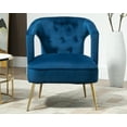 thumbnail image 4 of Velvet Accent Chair Tufted Modern Leisure Chair with Golden Legs for Living Room Bedroom Home Office, Modern Channel Tufted Back Club Chair - Navy Blue, 4 of 10
