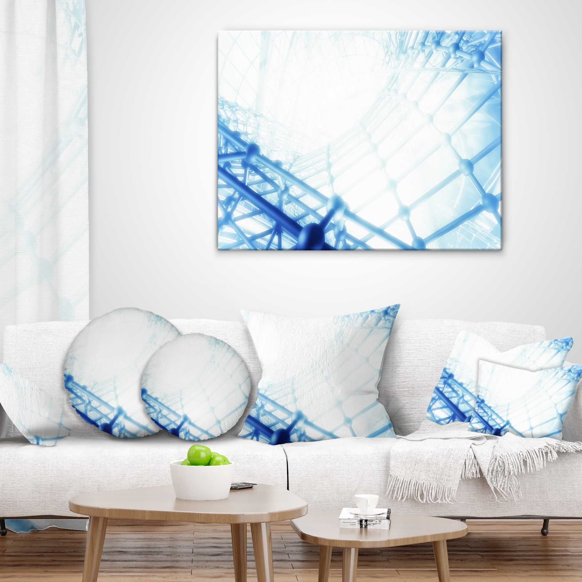 Designart 3D Abstract Art Blue Pattern - Abstract Throw Pillow - 12x20