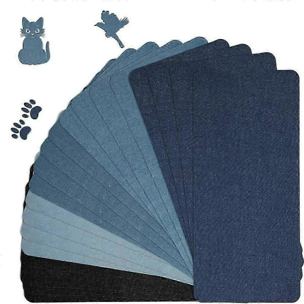 20pcs Iron on Patches for Jeans, 11 X 5.12 Inch Patch Iron on Mending Fabric Pure Cotton 5 Colors J