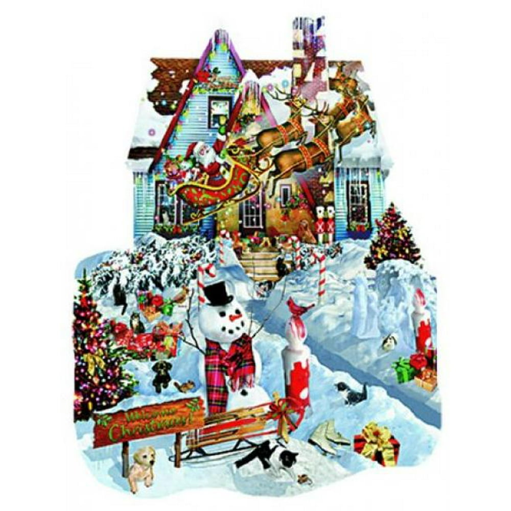 SunsOut Christmas At Our House Shaped Jigsaw Puzzle (1000Piece