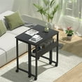 thumbnail image 4 of Folding Desk Small Rolling Desk with Storage Shelf,24.8 inch Foldable Computer Desk with Wheels for Small Space,Easy Assembly,Black, 4 of 10