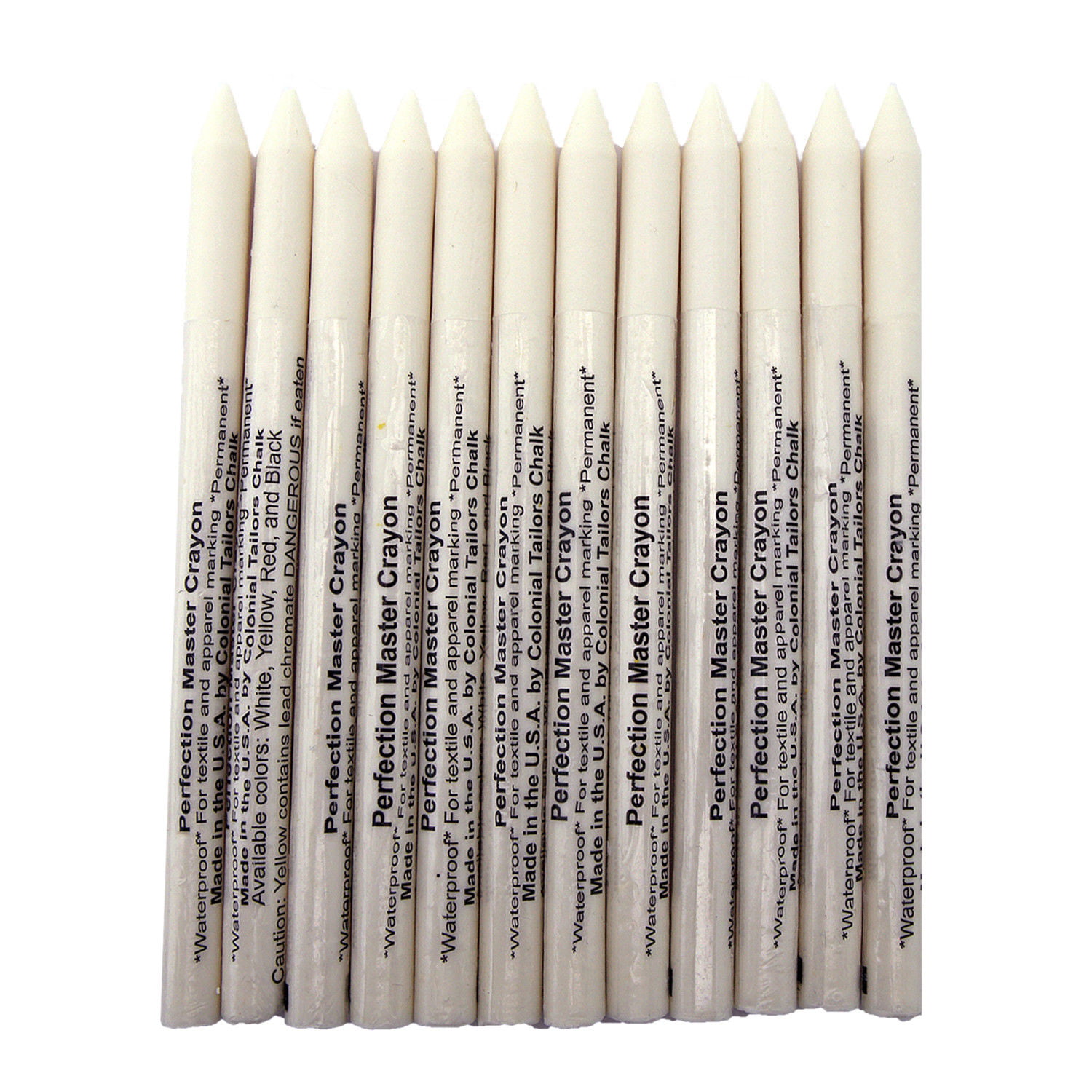 White Perfection Master Crayon (PMC) Wax Tailor's Crayons - 12/Pk.