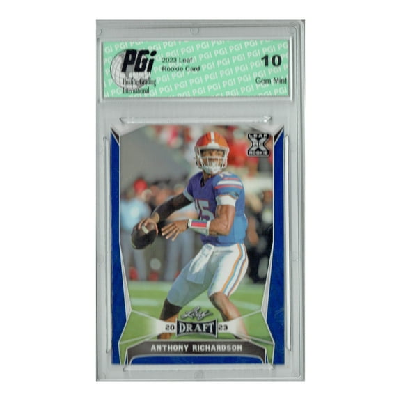PGI 10 Anthony Richardson 2023 Leaf Football #40 Blue SP Florida Rookie Card