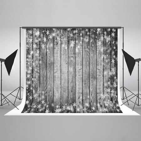 Image of HelloDecor Photo Backdrop Wood 7x5ft Photography Background Grey Boards Silver Snow Stars Backdrop Newborn Baby Shower Photo Studio Prop