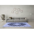 thumbnail image 3 of Ahgly Company Indoor Square Medallion Blue Traditional Area Rugs, 5' Square, 3 of 4