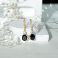 thumbnail image 6 of Rosec Jewels Oval Shaped Created Black Diamond Drop Earrings with Moissanite, Lever Back (8X10 mm, AAAA Grade), 10K Yellow Gold, 6 of 9