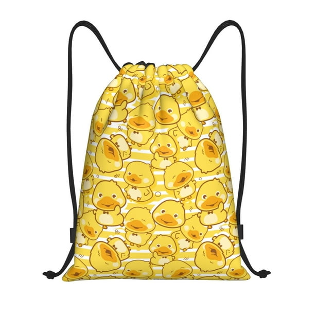 Fotbe Cool Duck With Yellow Strip Bolsa Mochila con Cordón Estampada, Bolsa de Gimnasio Deportiva, Bolsa Cinch, Bolsa con Cordón para Hombres y Mujeres-Medium