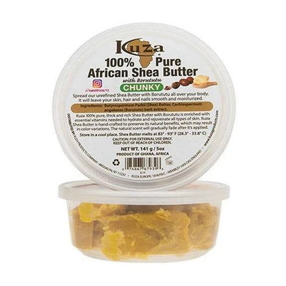 Kuza African Shea Butter with Borututu, Yellow Chunky, 5 Oz, 3 Pack
