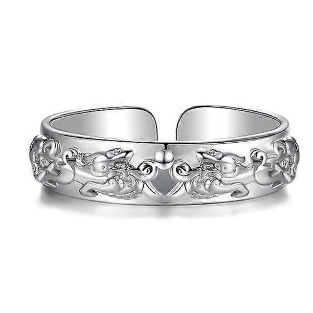 Anillo de protección de riqueza Yashi Pixiu Anillo abierto de la suerte ajustable joyería para hombres y mujeres Talla única