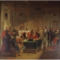 thumbnail image 2 of Jean-Baptiste Messier 12x12 Black Ornate Wood Framed Double Matted Museum Art Print Titled: Brissac Negotiating with Aldermen the Entry of Henri IV in Paris (1827), 2 of 5