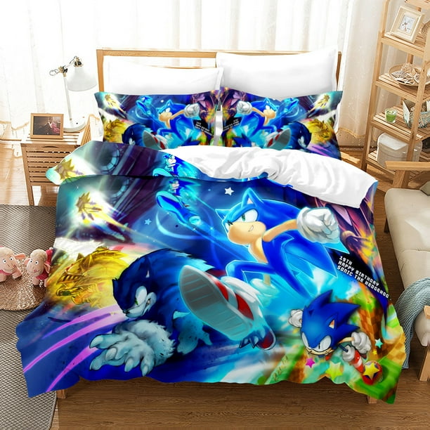 Sonic cartoon game 3D printed quilt cover threepiece set Walmart.ca