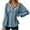 Blue, variant on ShiShine Hoodies for Women Long Sleeve Drawstring Button V Neck Casual Pullover Sweatshirt Hooded Tops