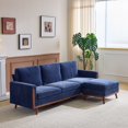 thumbnail image 6 of Ktaxon Modular Sectional Sofa with Movable Ottoman, Corduroy L-Shaped Couch with Wood Frame and Legs Navy Blue, 6 of 8