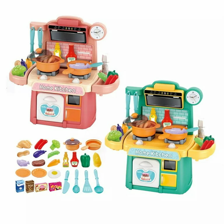 deAO Kids Kitchen Playset Toy 26 PCS Play Food Sets for Kids Kitchen Cooking  Set with Play Pots Pans Kettle Stove Kitchenware and Pretend Food Toy Kitchen  Accessories for Girls Boys 