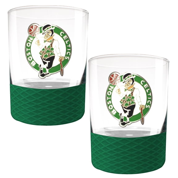 Boston Celtics 2-Pack 14oz. Rocks Glass Set with Silcone Grip