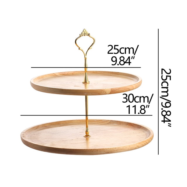 Cake Stands for Dessert Table Wooden Fruit Tray Doublelayer Cake Display Stand Dessert Stand Cake Dessert Table Decorative (Color : Wood Colour) Wood Cake Stand