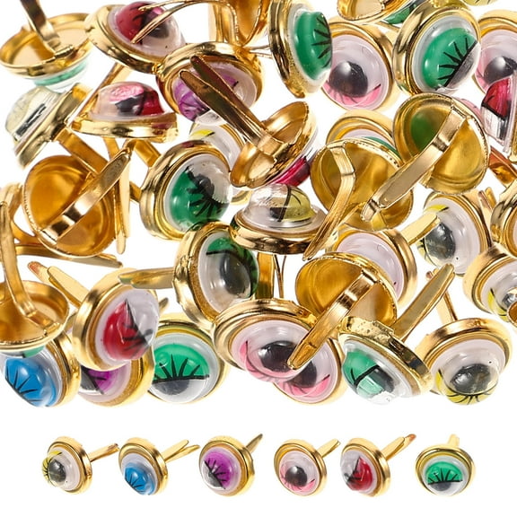 SHOWERORO 100Pcs Multicolor Mini Brads for Diy Accessories and Paper Craft Fixing Art Supplies
