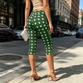 thumbnail image 6 of Usloyux Women's Capri Pants High Waisted Stretch Polka Dot Slim Fit Capri Leggings Casual Streetwear Travel Bottoms, Green S, 6 of 7