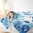 thumbnail image 5 of Manfei Blue Watercolor Sea Turtle Bedding Comforter Set for Kids Boys and Girls, Jellyfish Coral Full Bedding Set, Polka Dots Reversible 7pcs, 5 of 6
