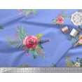 thumbnail image 2 of Soimoi polyester Crepe Fabric Leaves & Anemone Flower Print Sewing Fabric Yard 42 Inch Wide, 2 of 3