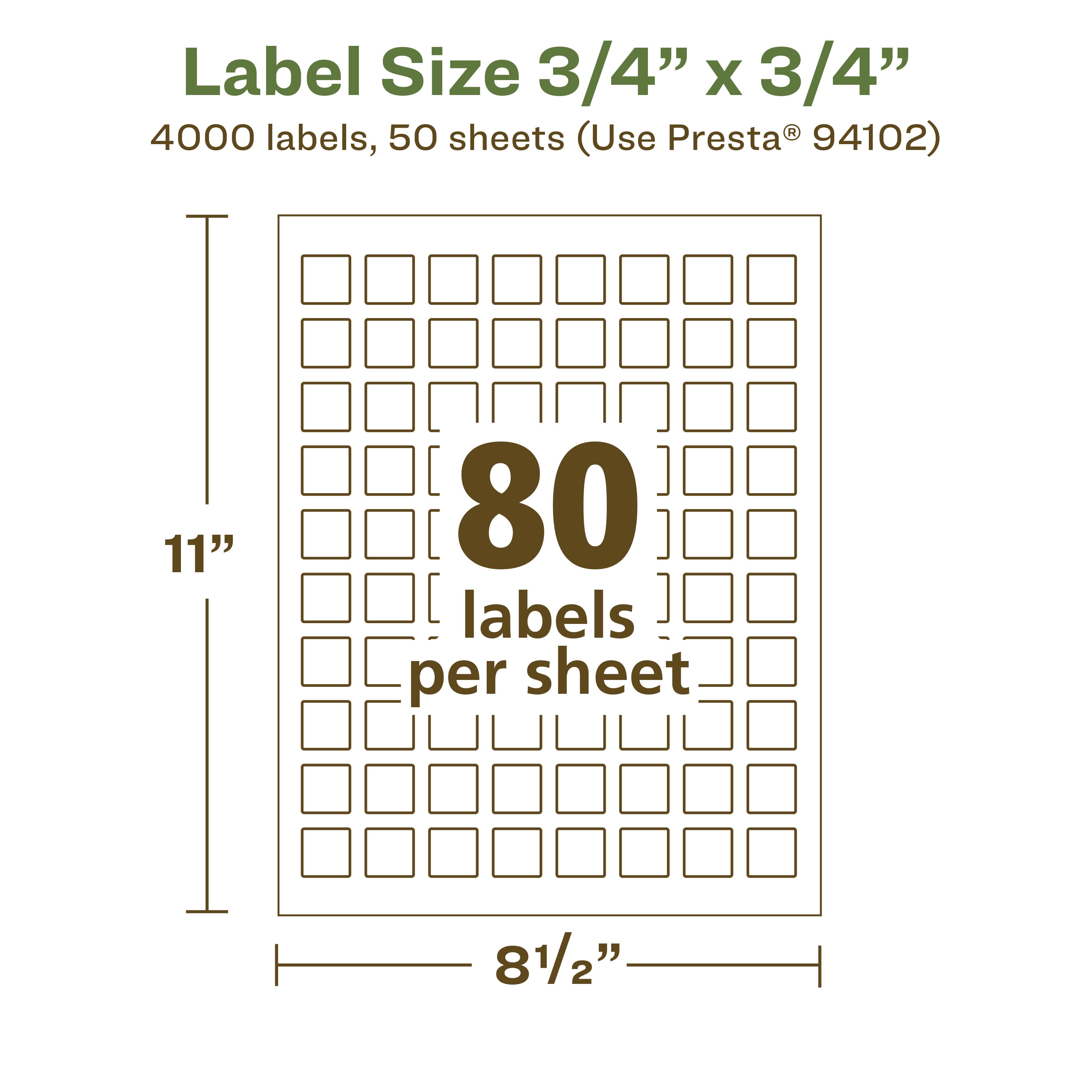 Avery EcoFriendly Square Labels, 3/4" x 3/4", 4,000ct