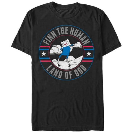 Men s Adventure Time Finn the Human Land of Ooo Graphic Tee Black X Large