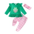 thumbnail image 3 of Tiijoy Girls St. Patrick's Day Outfits Ruffle Long Sleeve T-Shirt Pants Headband Set, Sizes 6-12M, 3 of 3